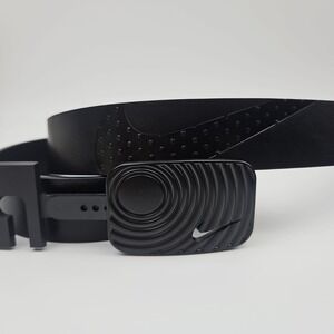 Nike Air Force 1 Belt Black Faux Leather Black Swoosh Logo Buckle Mens L 38-40